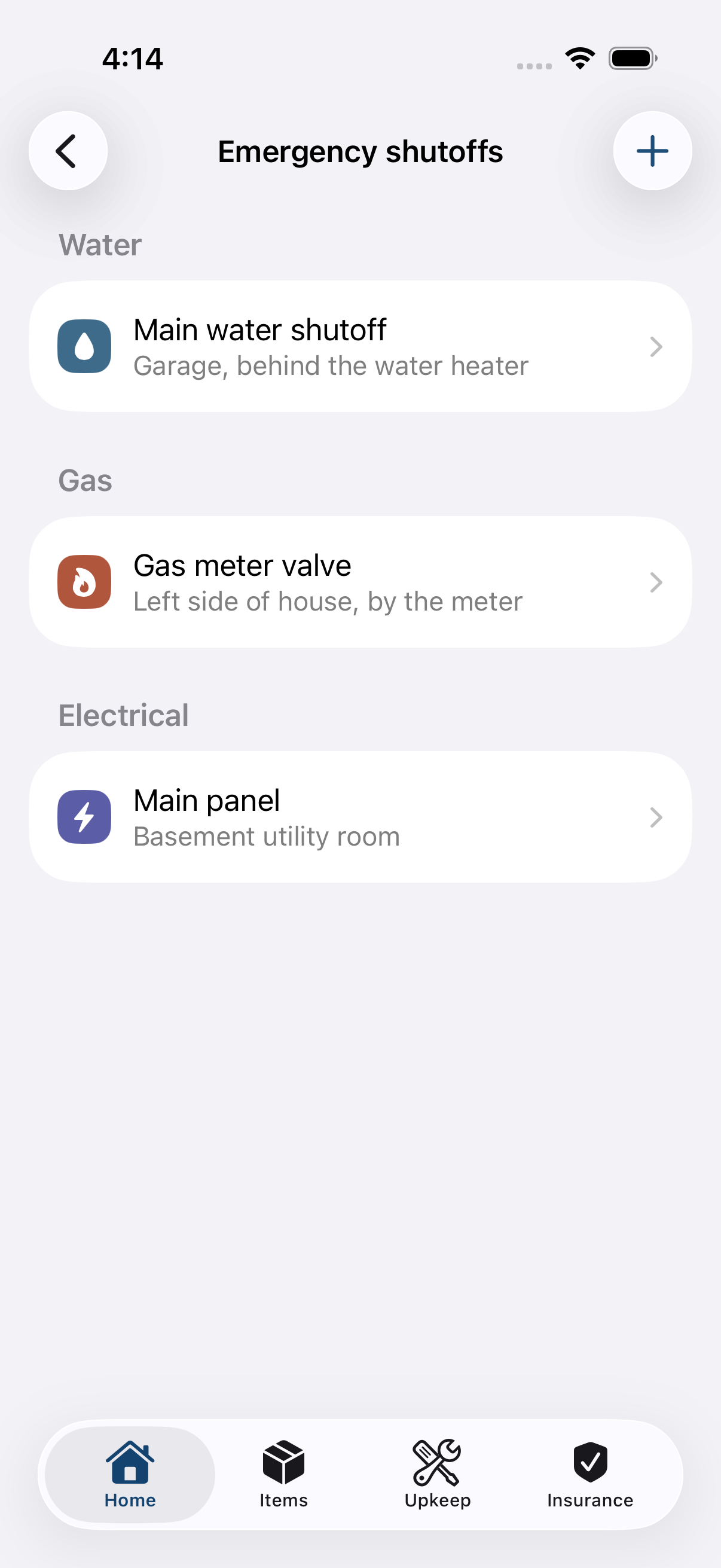 Emergency water, gas and electrical shutoffs